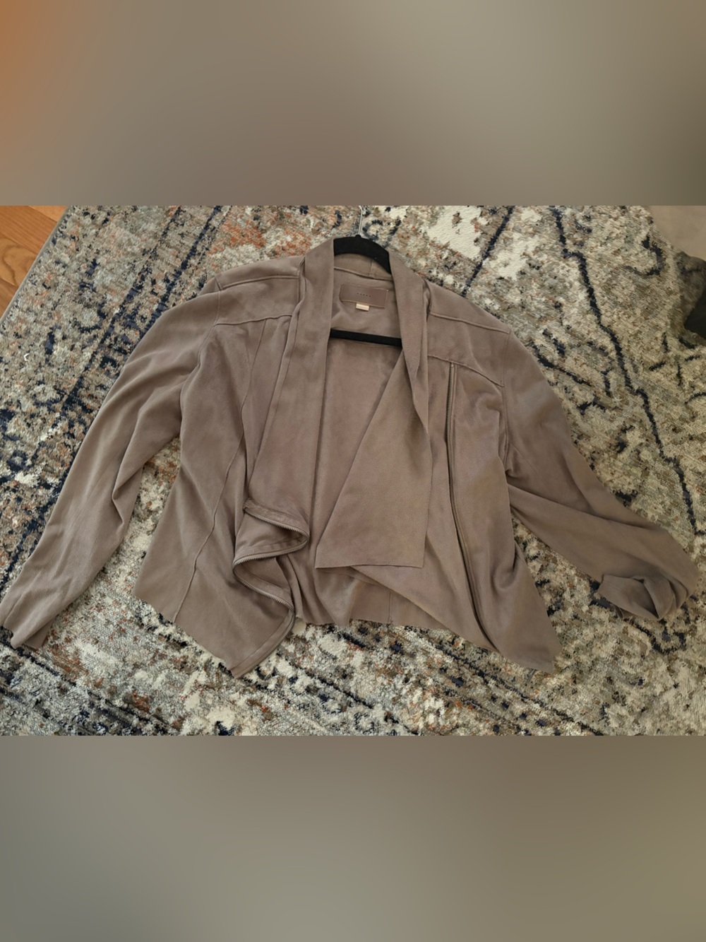 Blank NYC Taupe Open-Front Draped Blazer